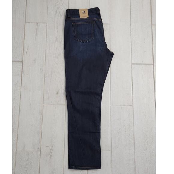 Lands End Men's Canvas Jeans Size 34x32 Slim Leg Stretch Dark Denim Blue - Picture 9 of 11